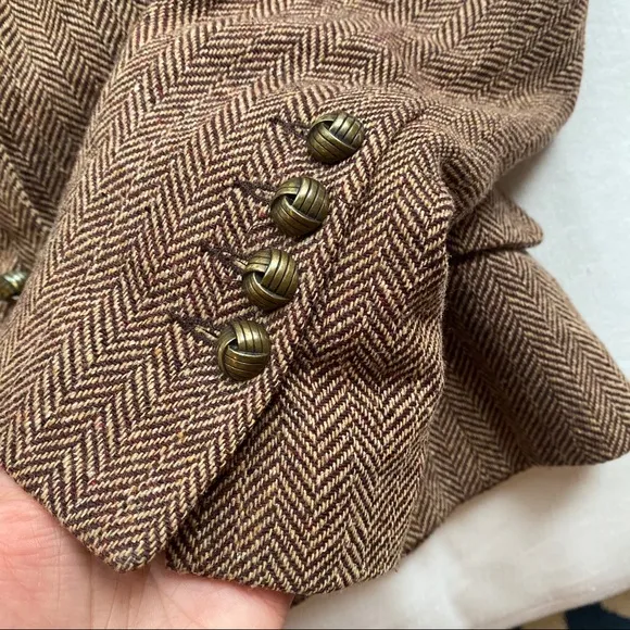 🍂 H&amp;M BROWN HERRINGBONE WOOL BLEND BLAZER JACKET!