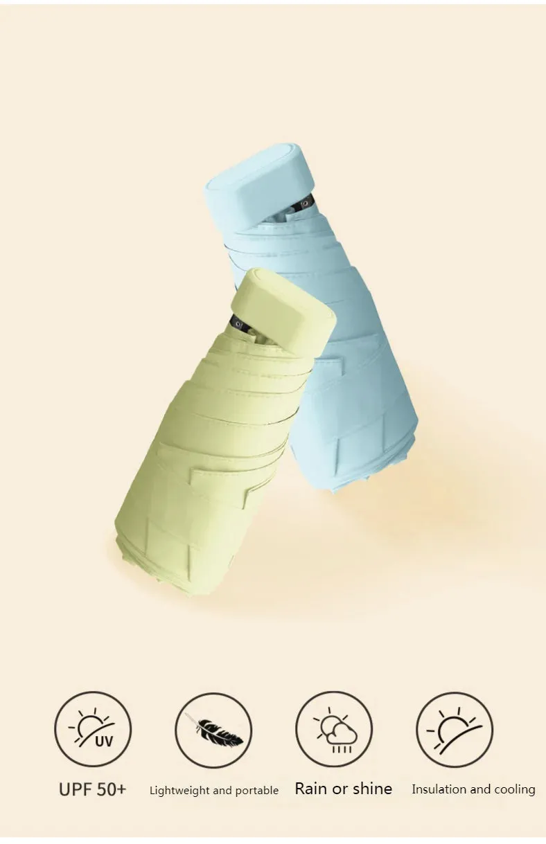 ☀️☔ Mini Capsule Umbrella – Ultra-Portable, Rainproof & Sun Protective for Travel & Everyday Use! 🌦️✨