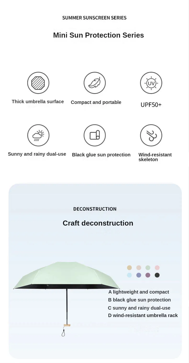 ☀️☔ Mini Pocket Folding Umbrella – Ultra-Light, UV Protective & Waterproof for Travel & Everyday Use! 🌦️✨