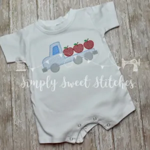 1482 - TRUCK WITH APPLE TRIO - APPLIQUE CHILD SHIRT