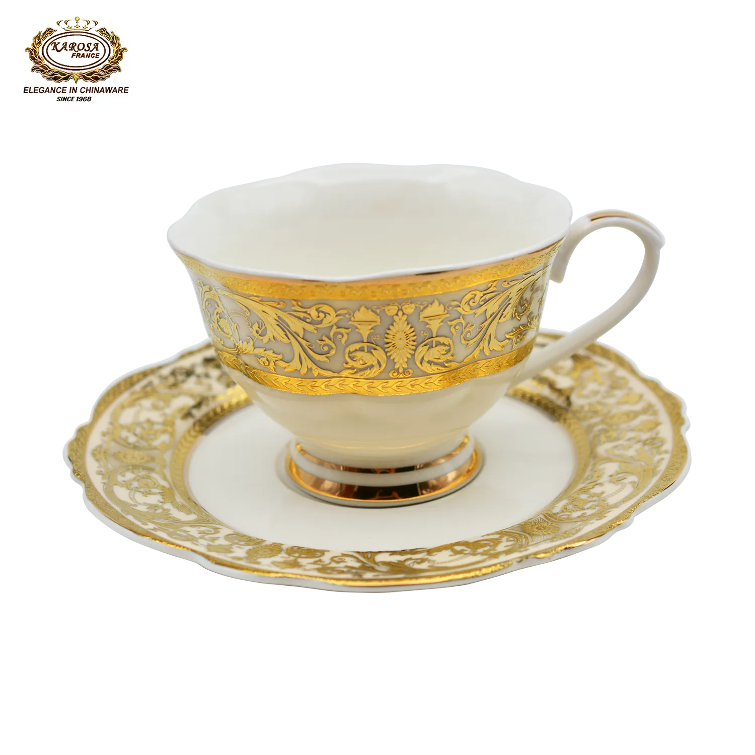 17 PCS Embossed Gold Porcelain Tea Set Luxury Style Bone China Tea Cup Set