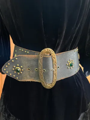 1940s Wide Studded & Jeweled Belt
