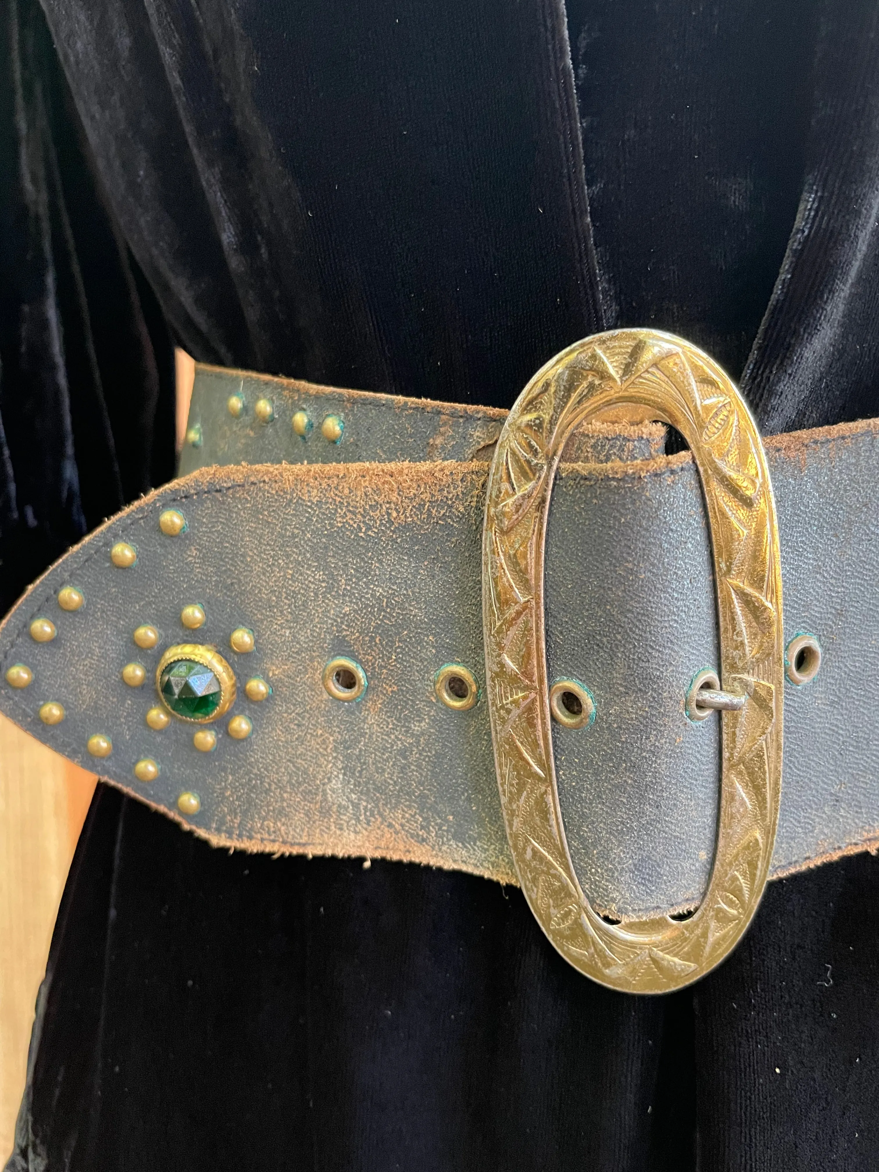 1940s Wide Studded & Jeweled Belt