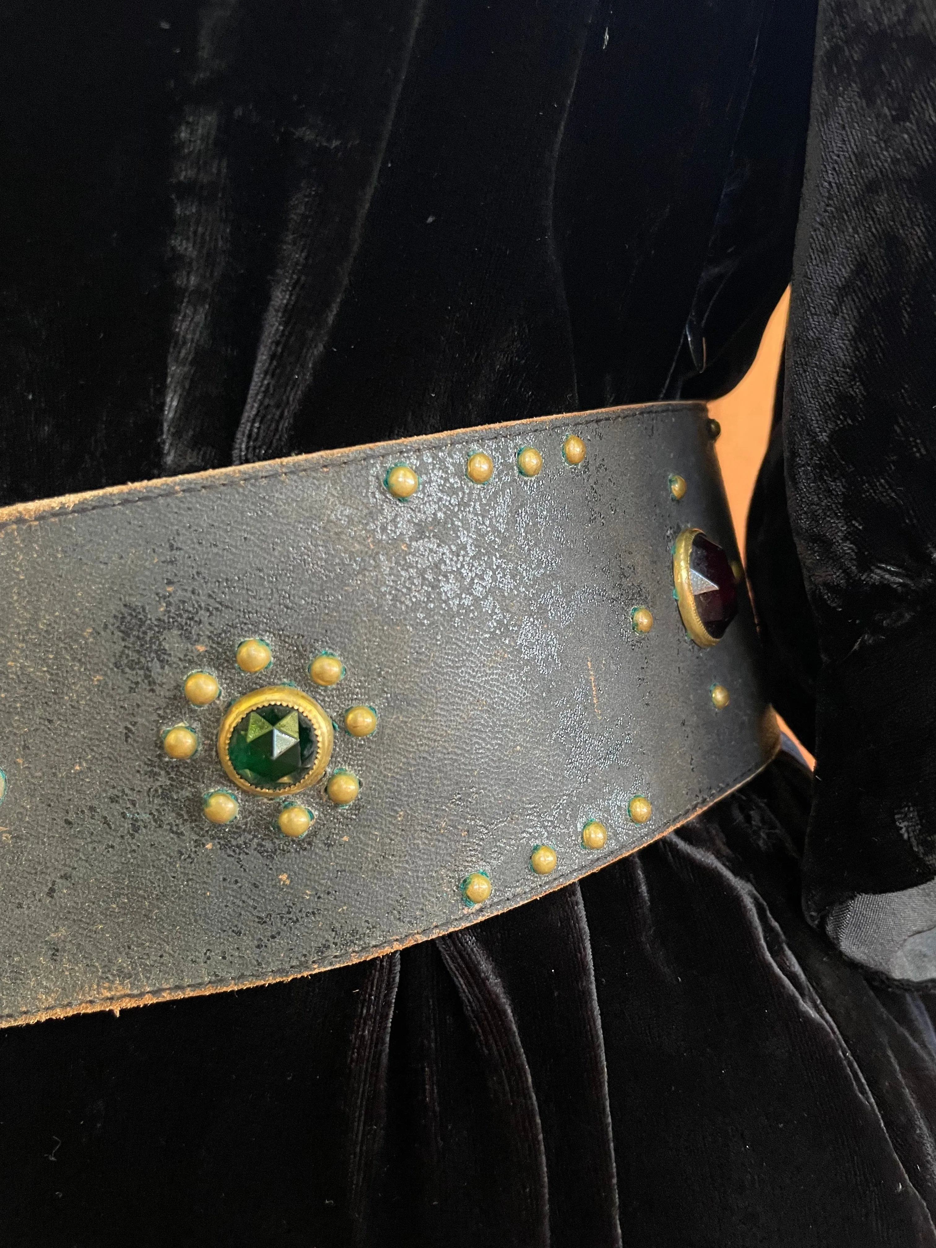 1940s Wide Studded & Jeweled Belt