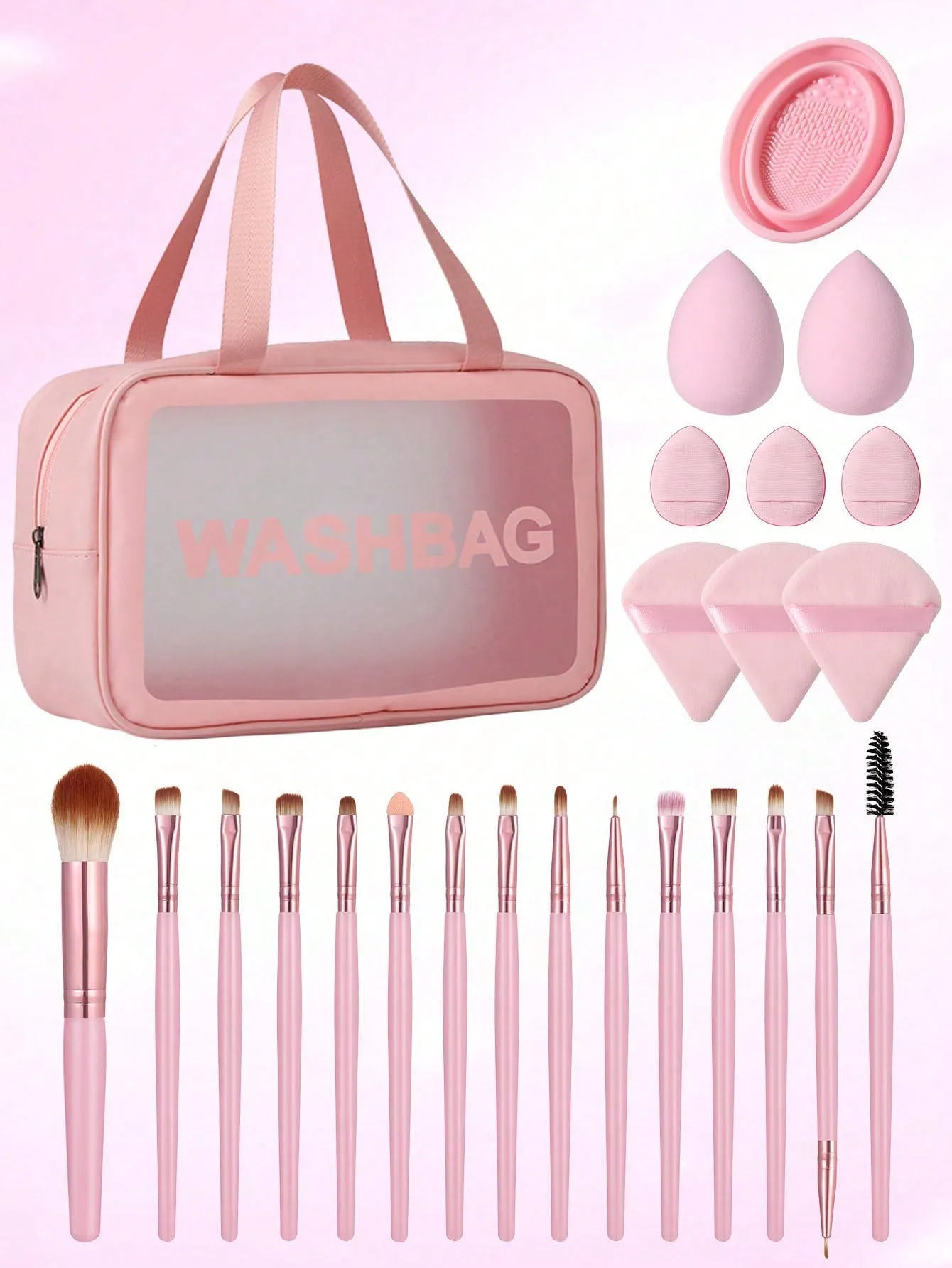 1pc Multifunctional Zipper Waterproof  Bag & 29pcs Makeup Tool Set