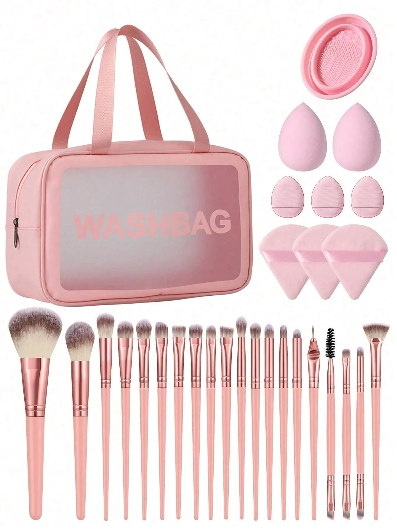 1pc Multifunctional Zipper Waterproof  Bag & 29pcs Makeup Tool Set