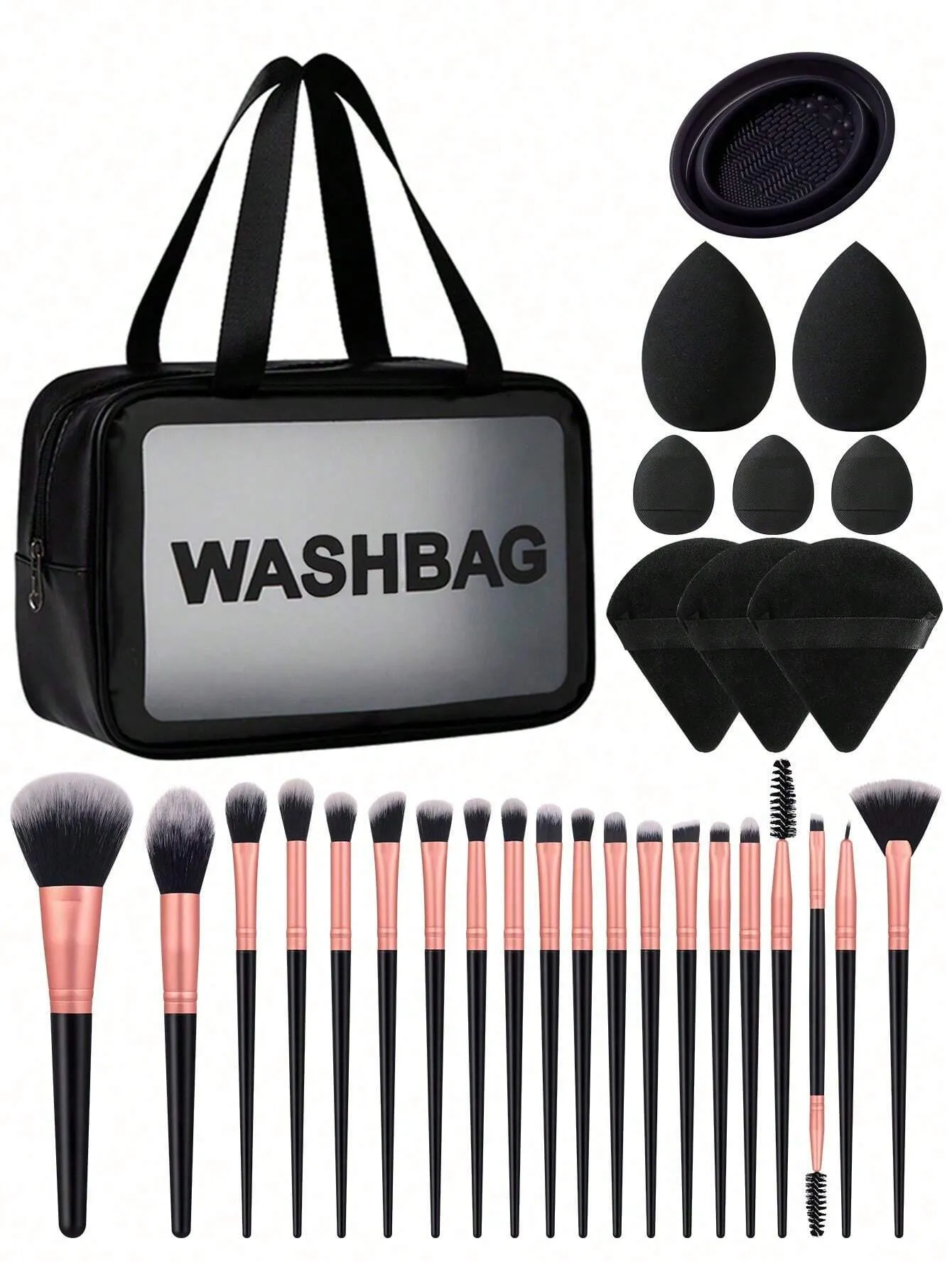 1pc Multifunctional Zipper Waterproof  Bag & 29pcs Makeup Tool Set