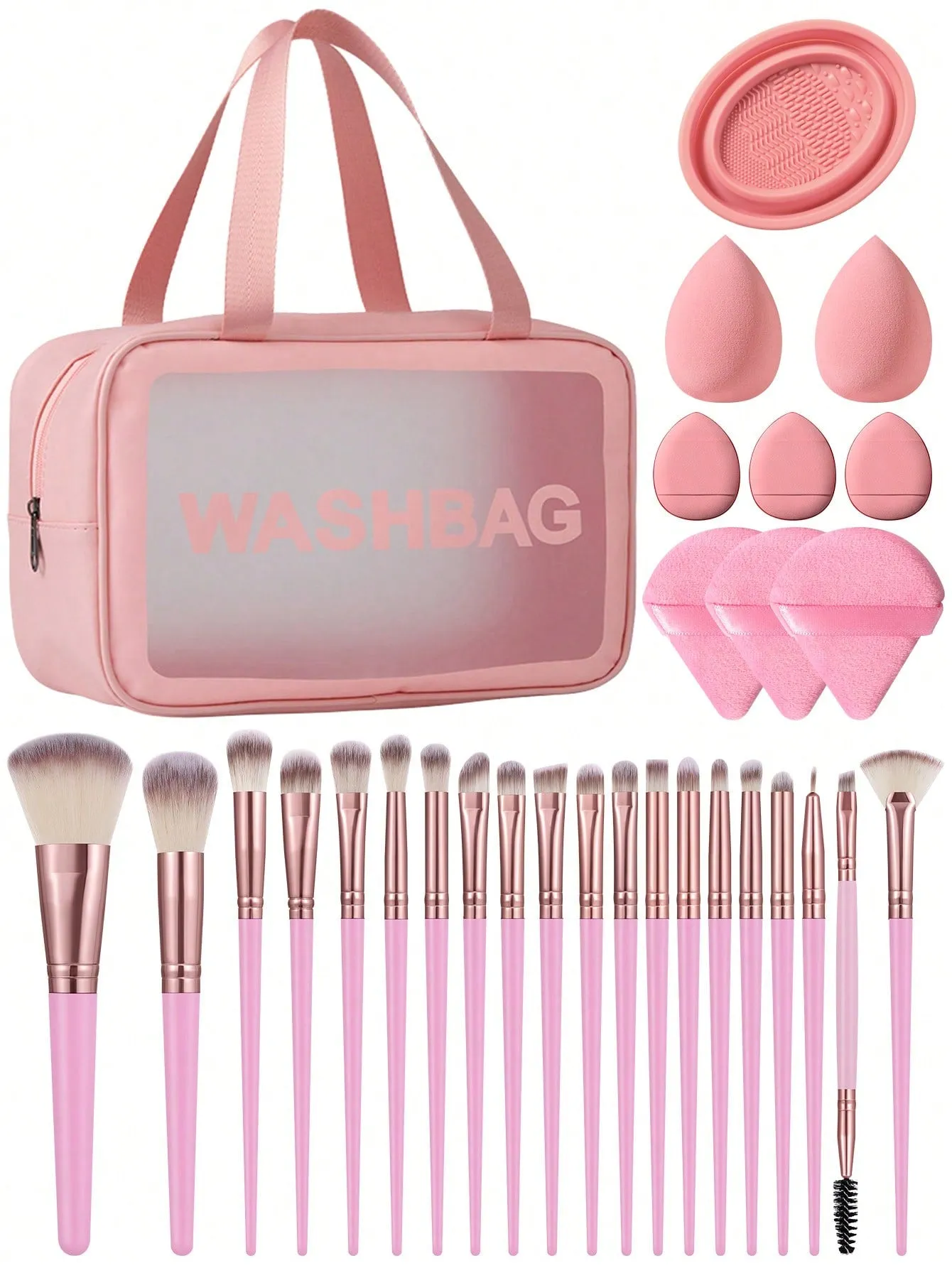 1pc Multifunctional Zipper Waterproof  Bag & 29pcs Makeup Tool Set