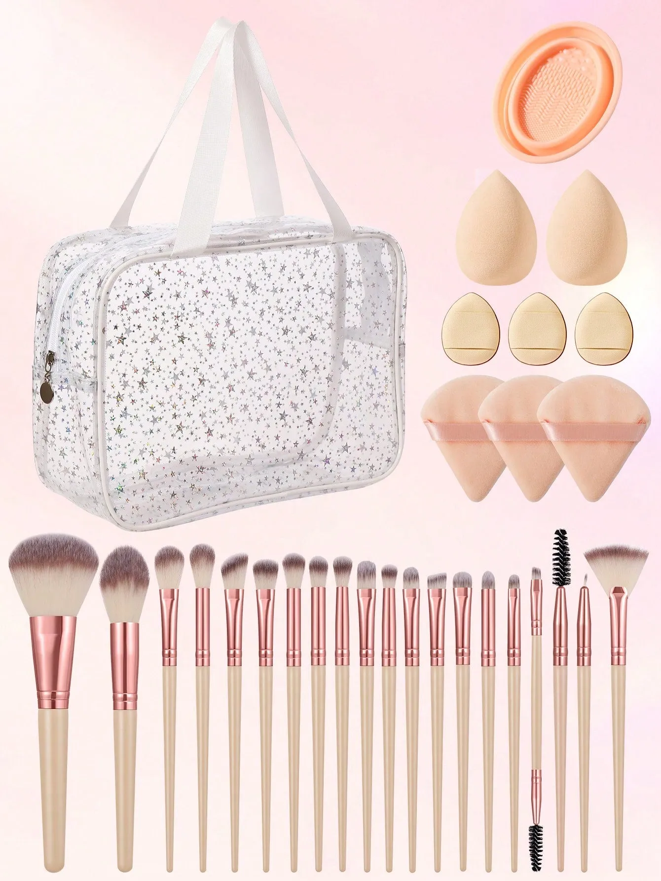1pc Multifunctional Zipper Waterproof  Bag & 29pcs Makeup Tool Set