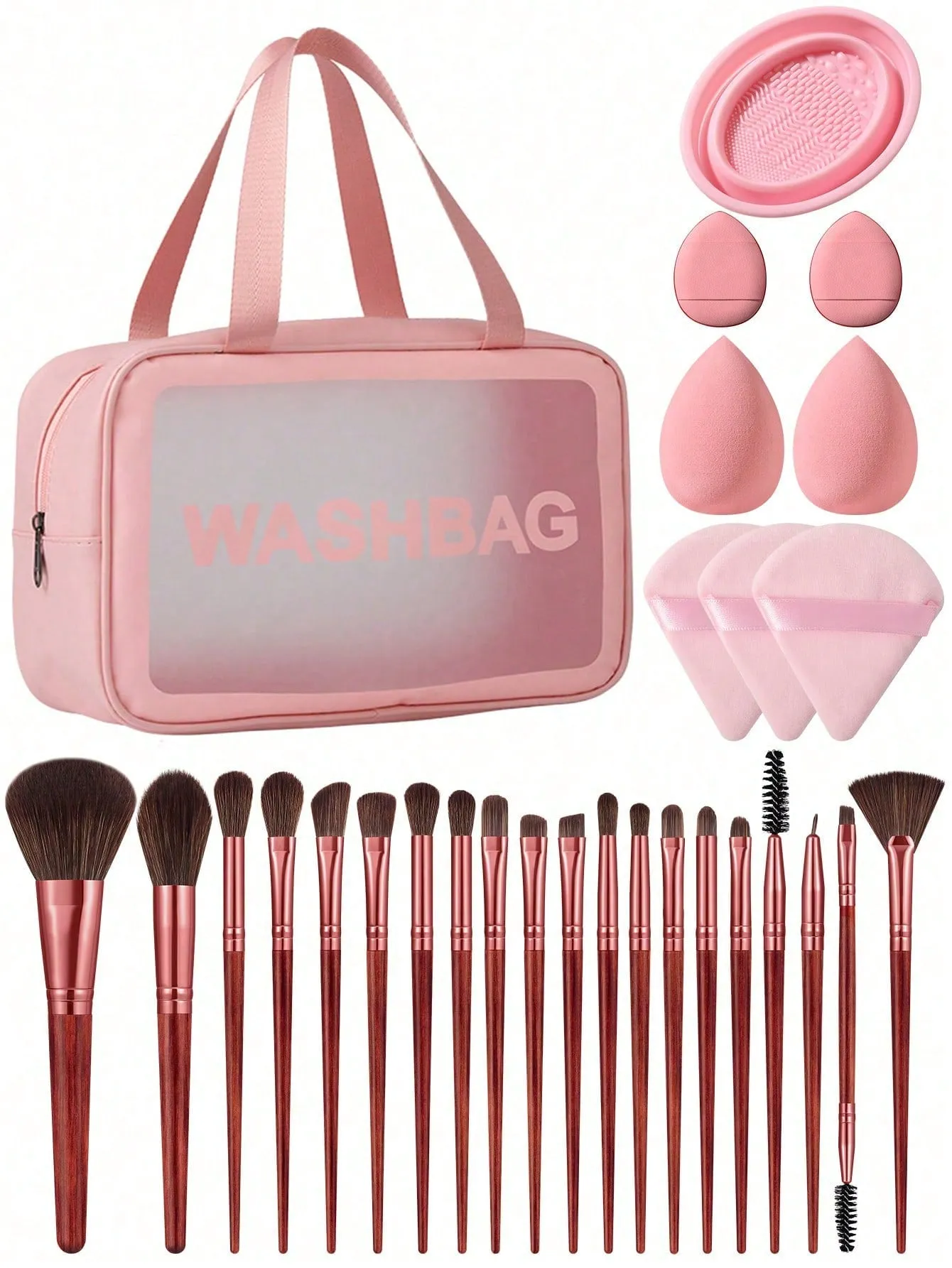 1pc Multifunctional Zipper Waterproof  Bag & 29pcs Makeup Tool Set
