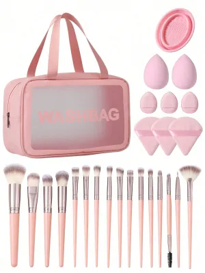 1pc Multifunctional Zipper Waterproof  Bag & 29pcs Makeup Tool Set