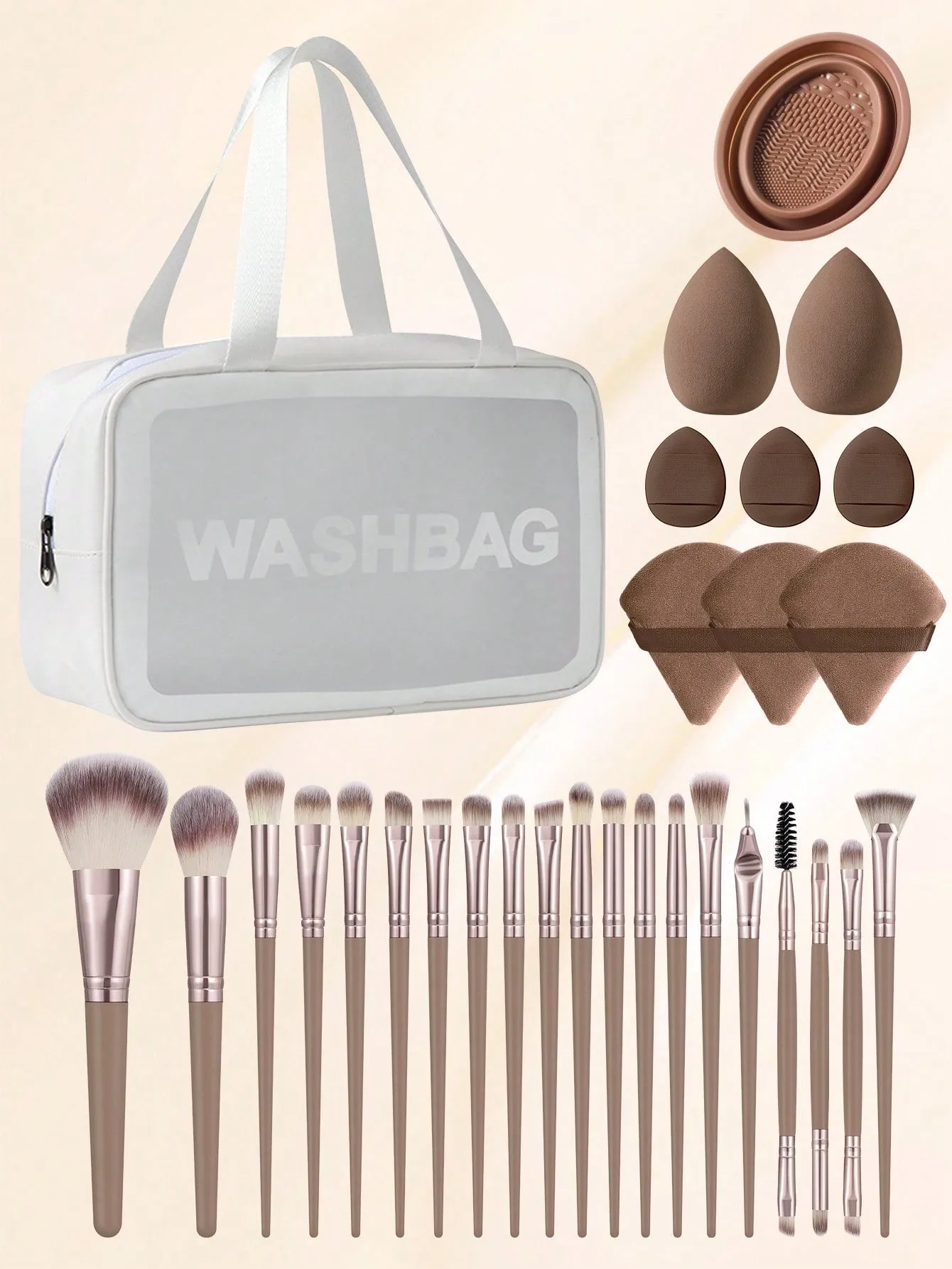 1pc Multifunctional Zipper Waterproof  Bag & 29pcs Makeup Tool Set