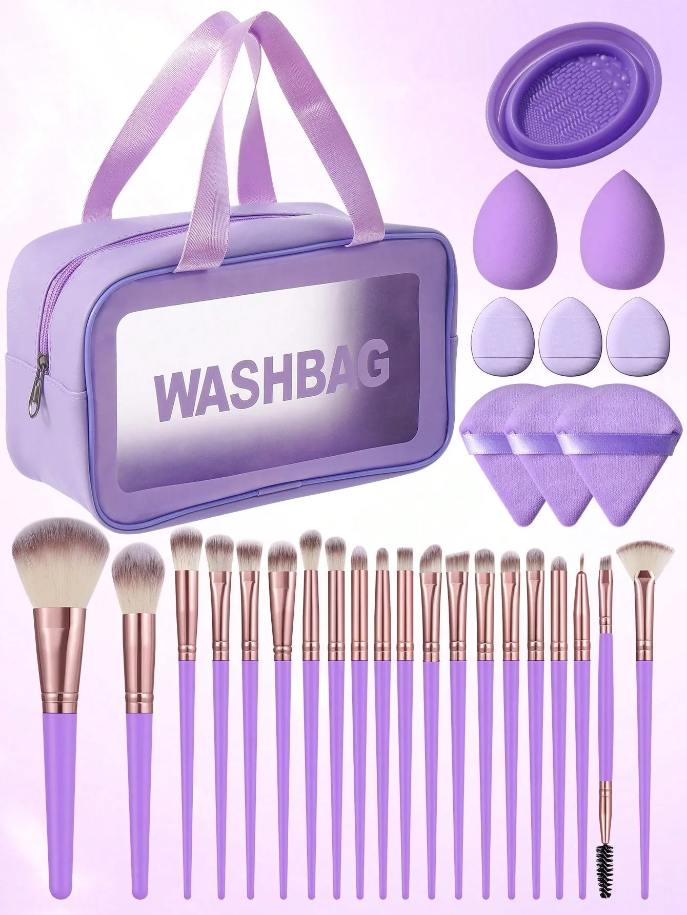 1pc Multifunctional Zipper Waterproof  Bag & 29pcs Makeup Tool Set