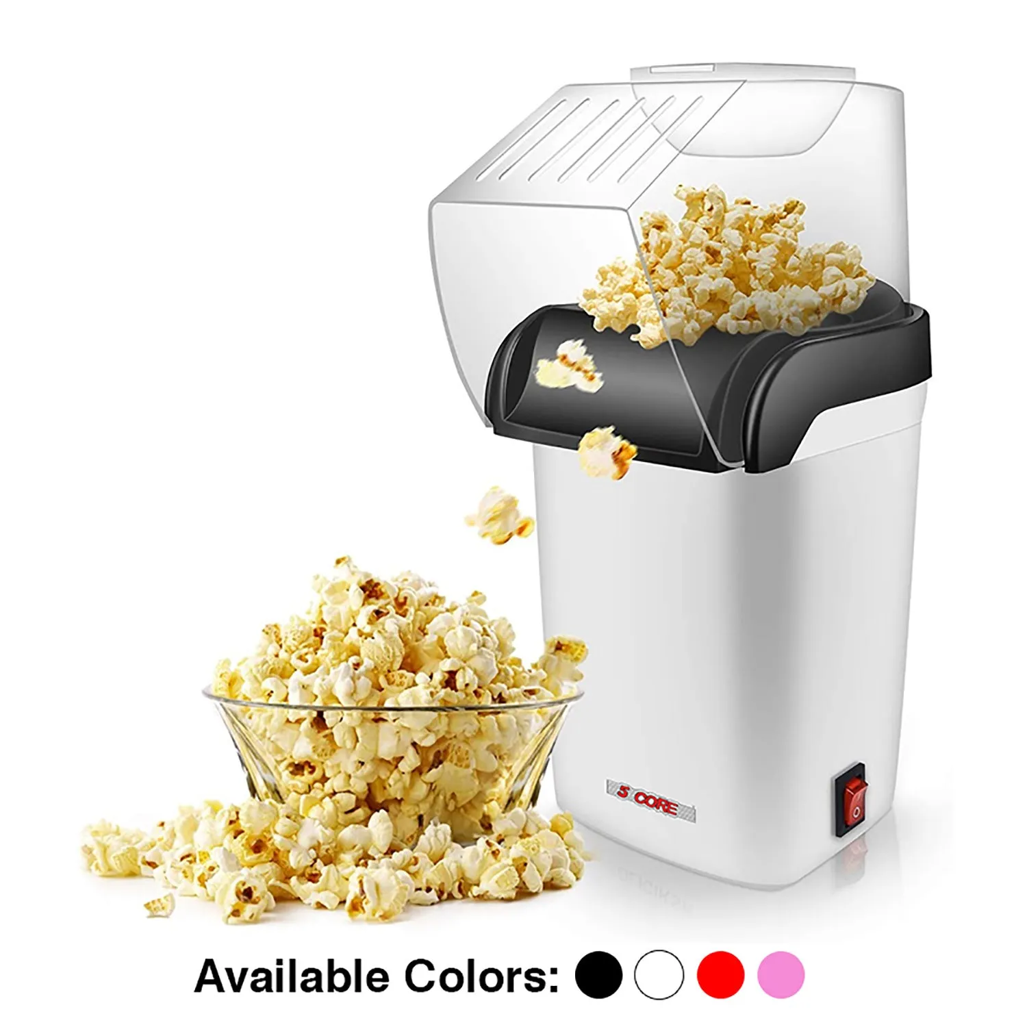 5 Core Hot Air Popcorn Popper Machine 1200W Electric Popcorn Kernel Corn Maker Bpa Free, 95% Popping Rate, 2 Minutes Fast, No Oil-Healthy Snack for Kids Adults, Home, Party, Gift POP