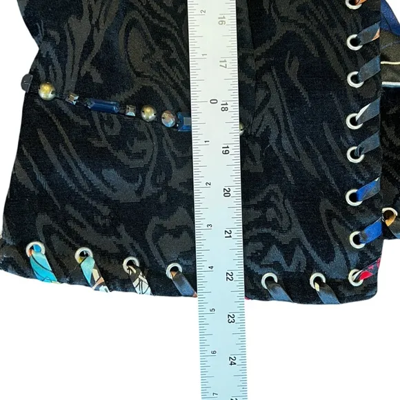 Alberto Makali Sculpted Velvet Jacket Artsy Black Amazing Embellished Size XL