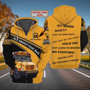 All About That Bus - Personalized Name 3D Zipper Hoodie - 164