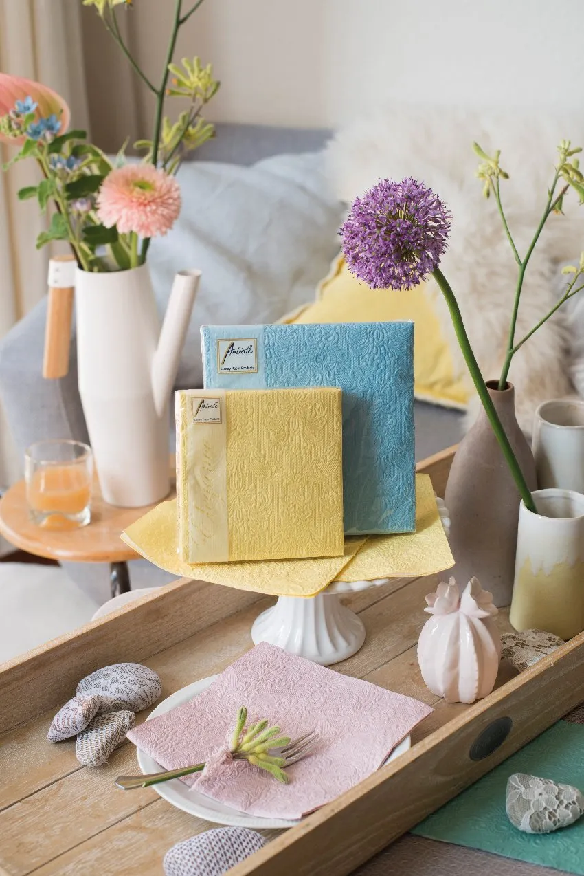 Ambiente Embossed Napkins Elegance Vanilla -  Available in 2 sizes