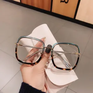 Anti-blue Light Glasses Frame Vintage Large Square Eyeglasses Blocking Blue-ray Oversized Spectacles Frames