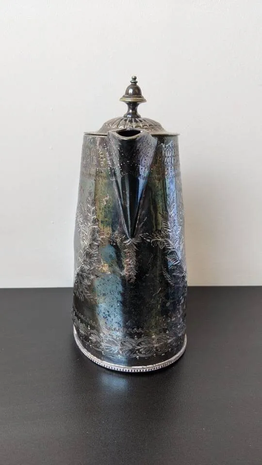 Antique Coffee Pot by H. Dunsheath of Sheffield, Silver Electro Plated Chased Metal