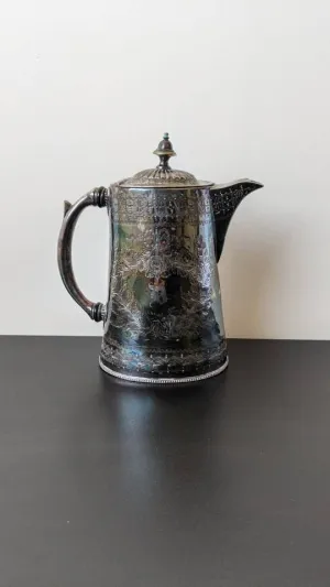 Antique Coffee Pot by H. Dunsheath of Sheffield, Silver Electro Plated Chased Metal