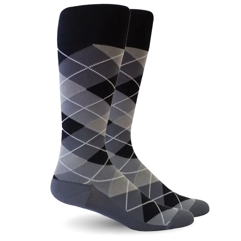 Argyle Synthetic Black/Grey Synthetic Socks - Women's Medical