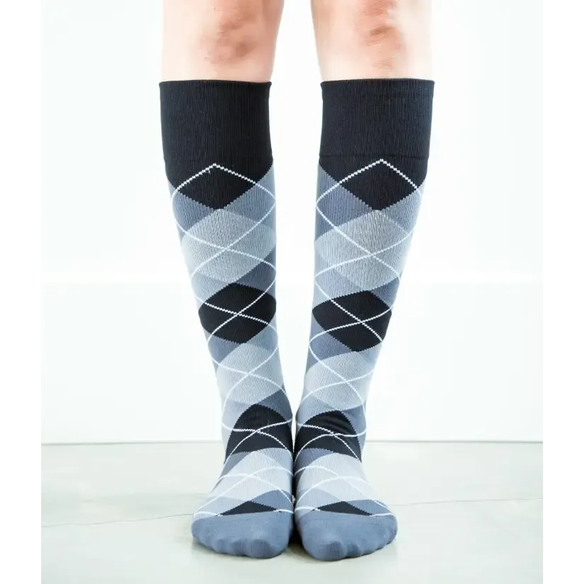 Argyle Synthetic Black/Grey Synthetic Socks - Women's Medical