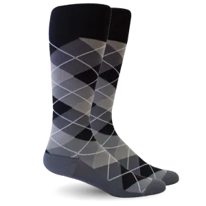 Argyle Synthetic Black/Grey Synthetic Socks - Women's Medical