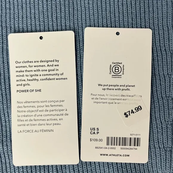 Athleta Hanover Refined Merino Wool V-Neck Sweater Pullover Blue Ribbed Size S