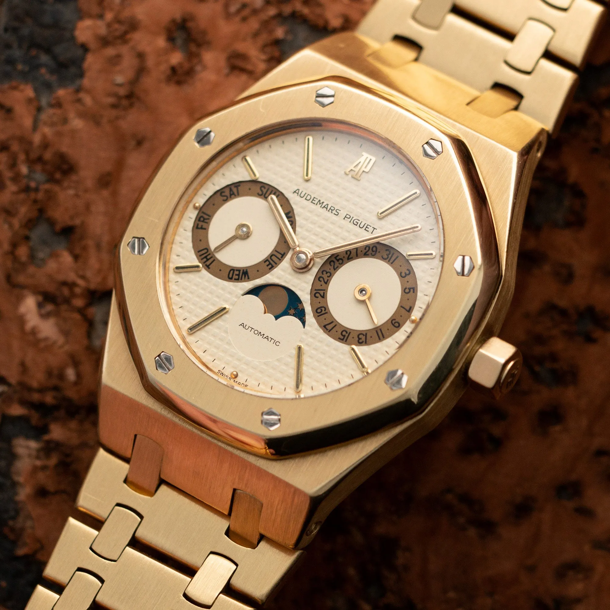 Audemars Piguet Yellow Gold, Day-Date, Moonphase Royal Oak Watch Ref 25594