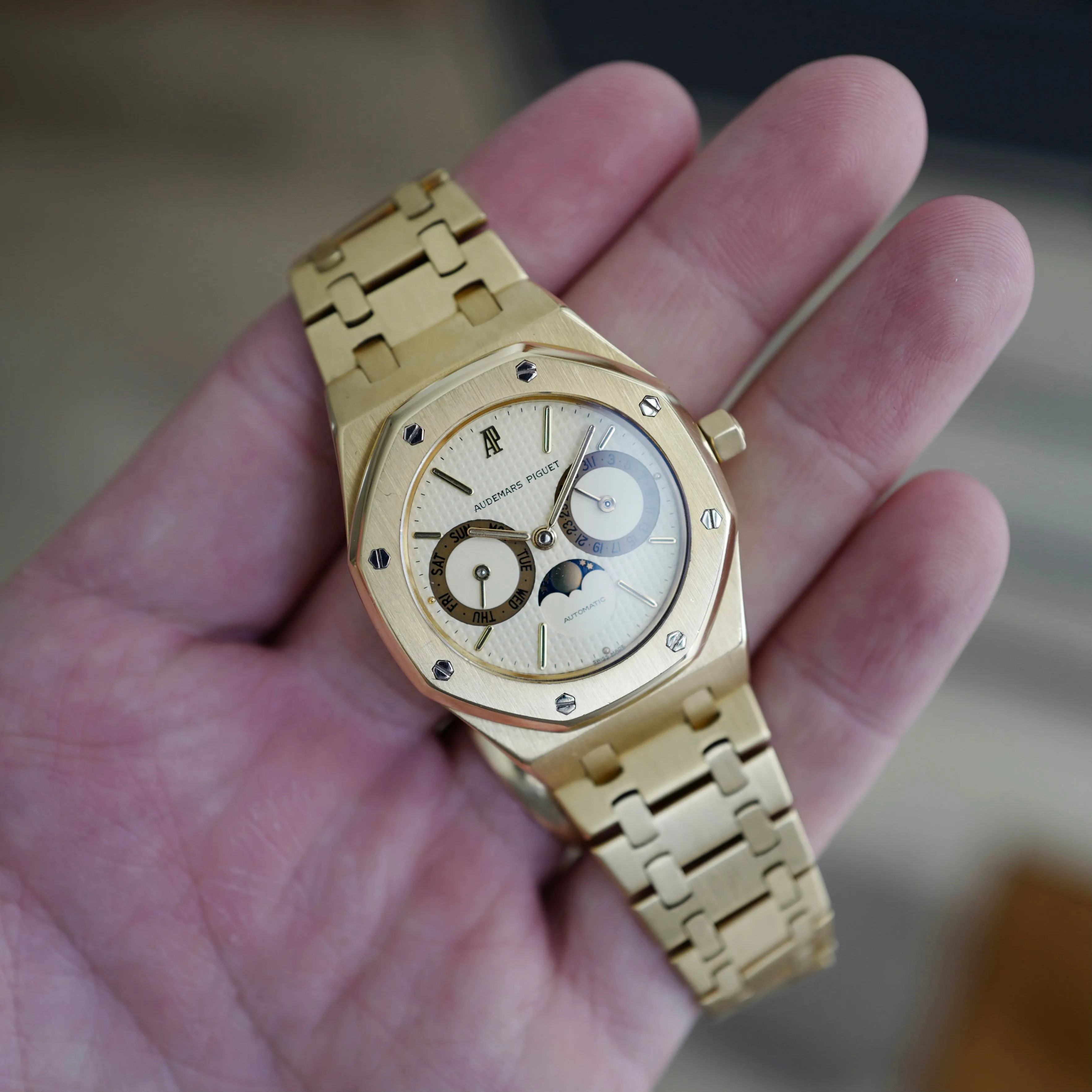 Audemars Piguet Yellow Gold, Day-Date, Moonphase Royal Oak Watch Ref 25594