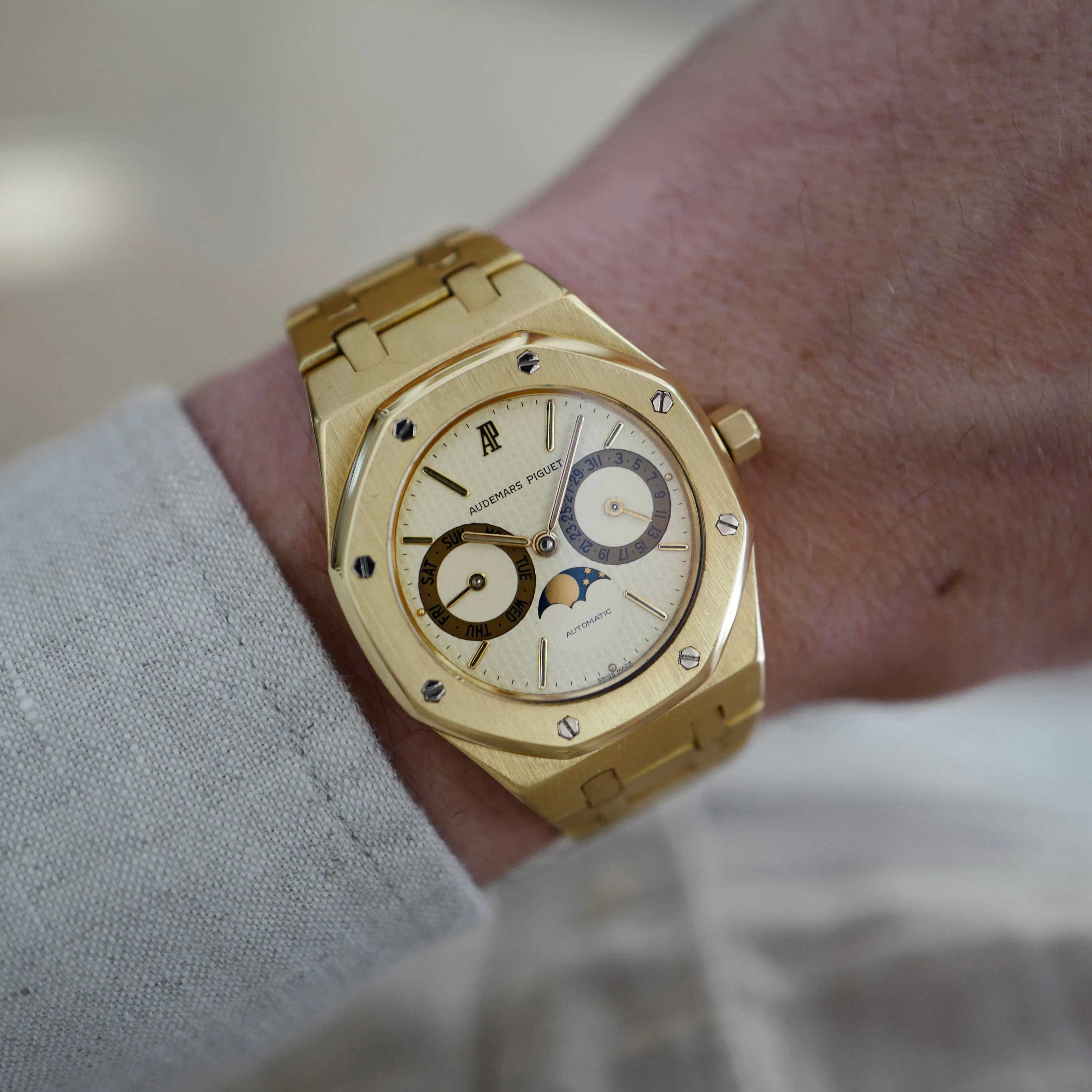 Audemars Piguet Yellow Gold, Day-Date, Moonphase Royal Oak Watch Ref 25594