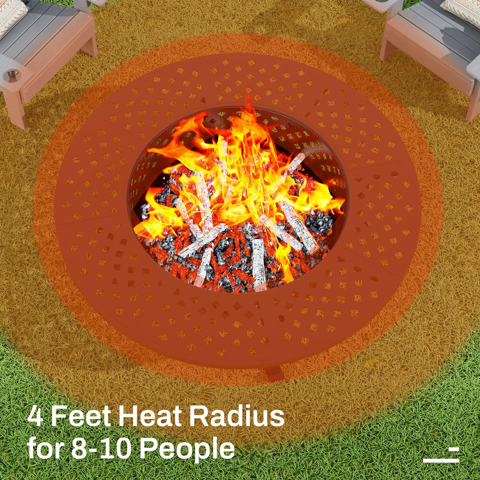 Auhilence 43" Outdoor Fire Pit with 2 Grill, Wood Burning Firepit for Outside with Lid & Fire Poker, Round Metal Table for Patio Backyard Bonfire Picnic Camping, Black