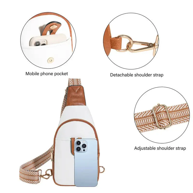 Aureva Chest Bag With Adjustable Strap Beige Brown