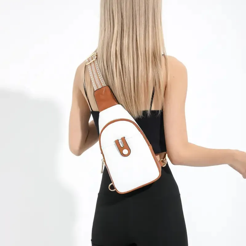 Aureva Chest Bag With Adjustable Strap Beige Brown