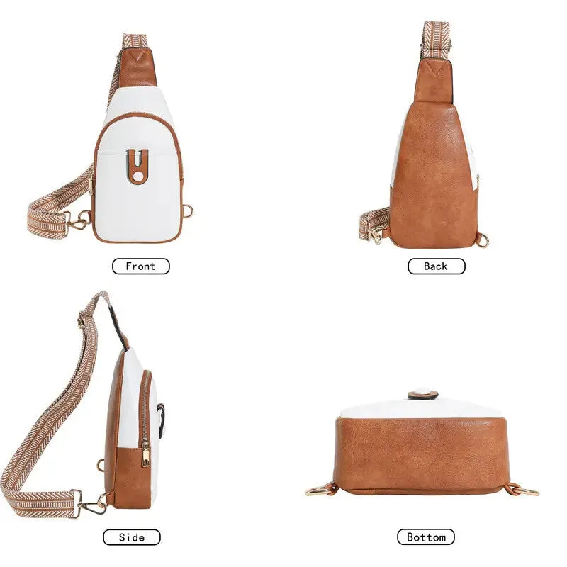 Aureva Chest Bag With Adjustable Strap Beige Brown