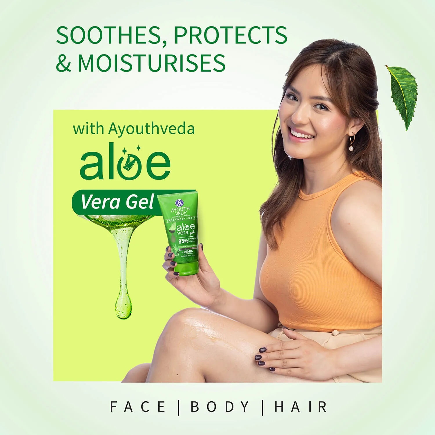 Ayouthveda Aloe Vera Gel for Face, Hair & Body (Net Qty- 150g)
