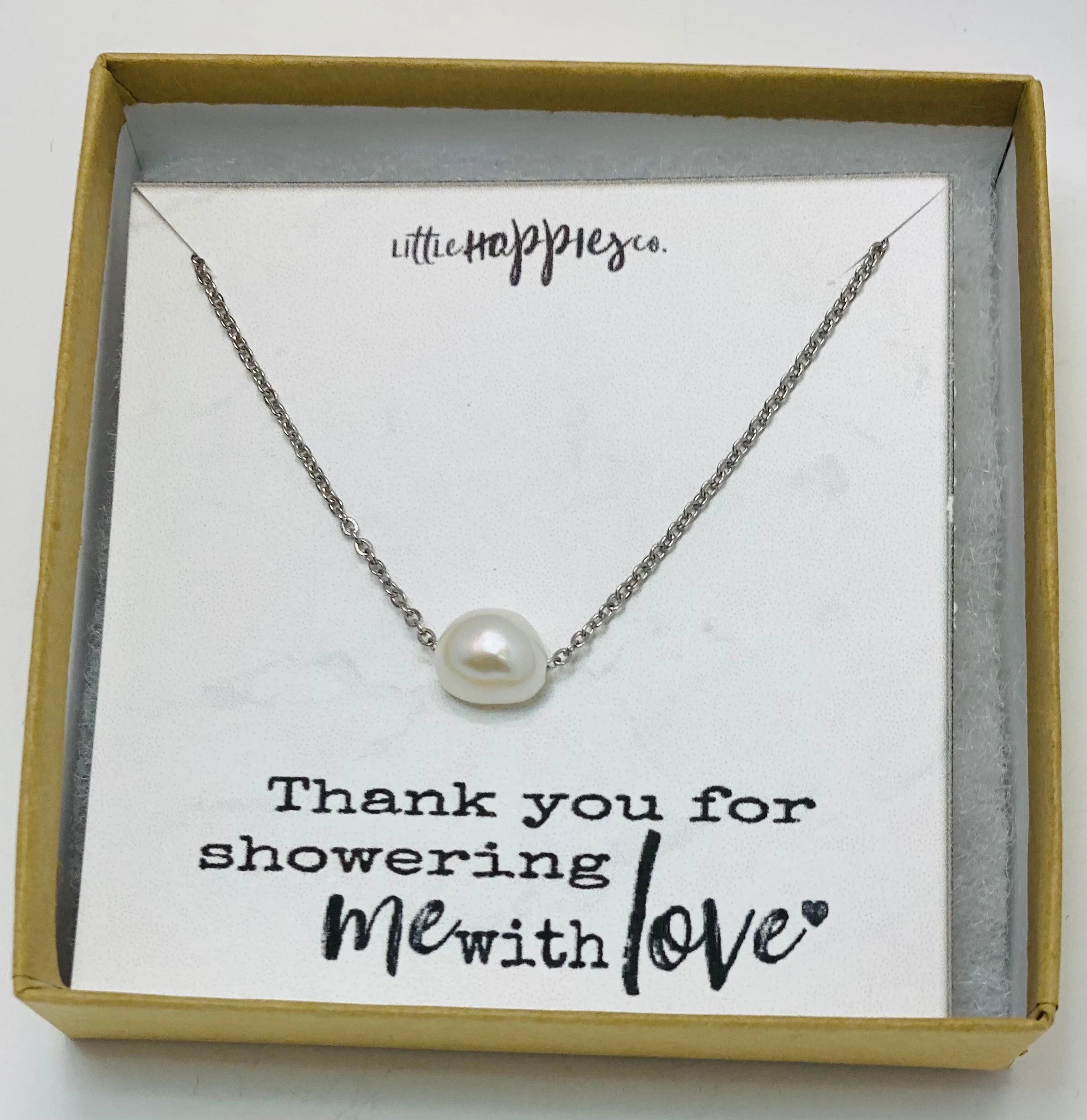 Baby shower hostess gift, baby boy shower hostess thank you gift, baby girl shower host gifts, dainty pearl necklace