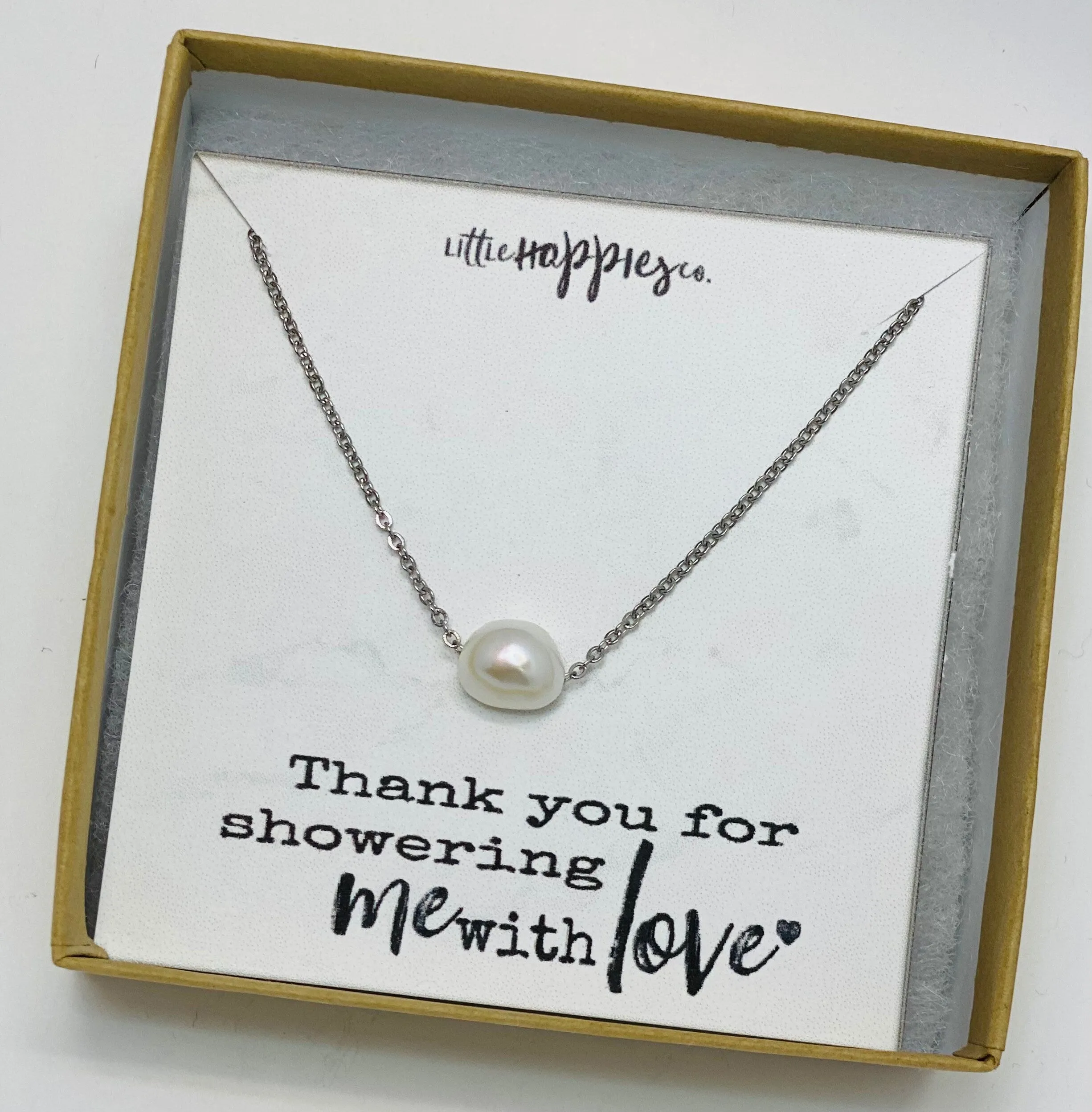 Baby shower hostess gift, baby boy shower hostess thank you gift, baby girl shower host gifts, dainty pearl necklace