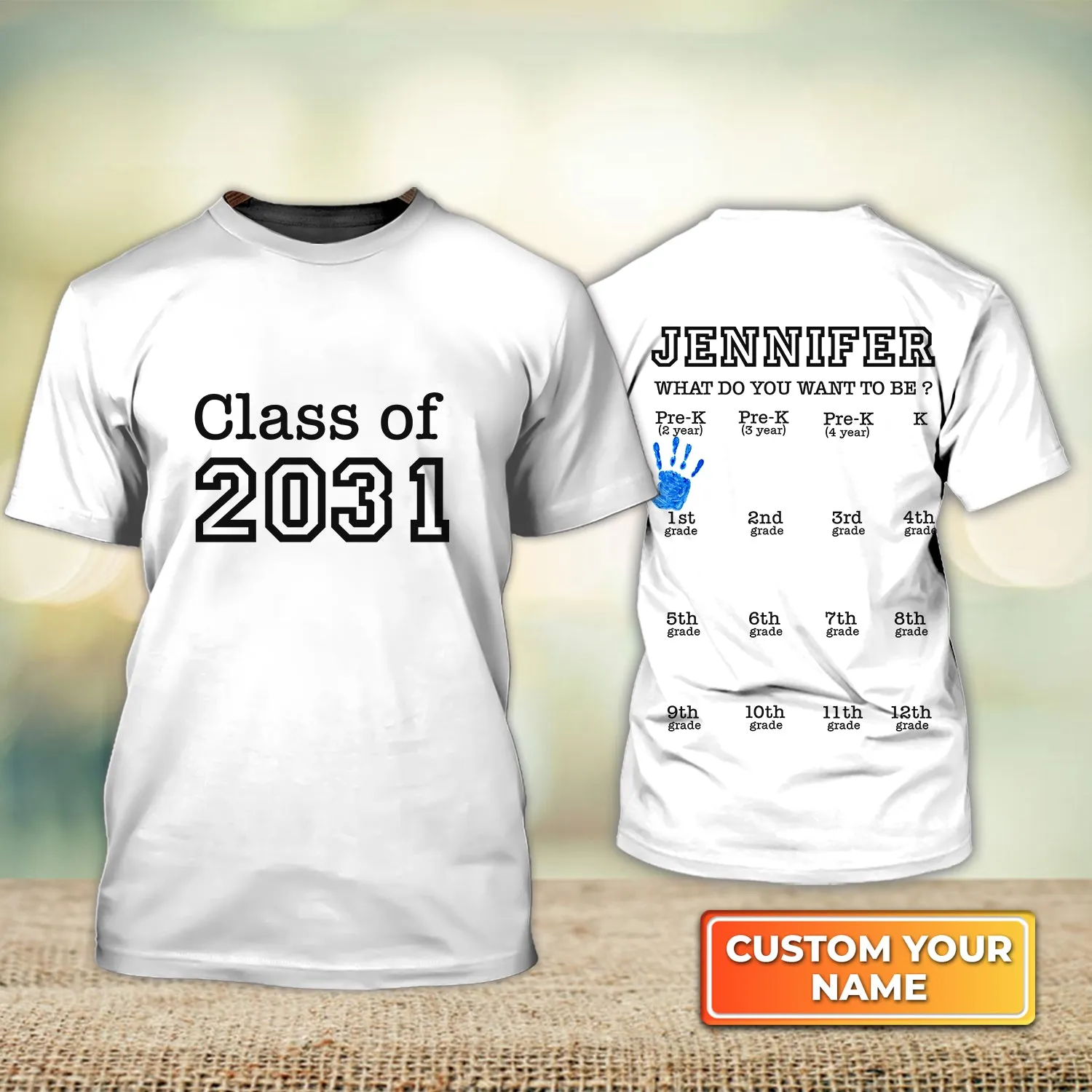 Back To School What Do You Want To Be School Uniform Class Of 2031 Personalized Name 3D Tshirt 761