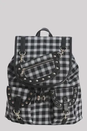 Banned Yamy Pinstripe Punk Goth Backpack, Black & White