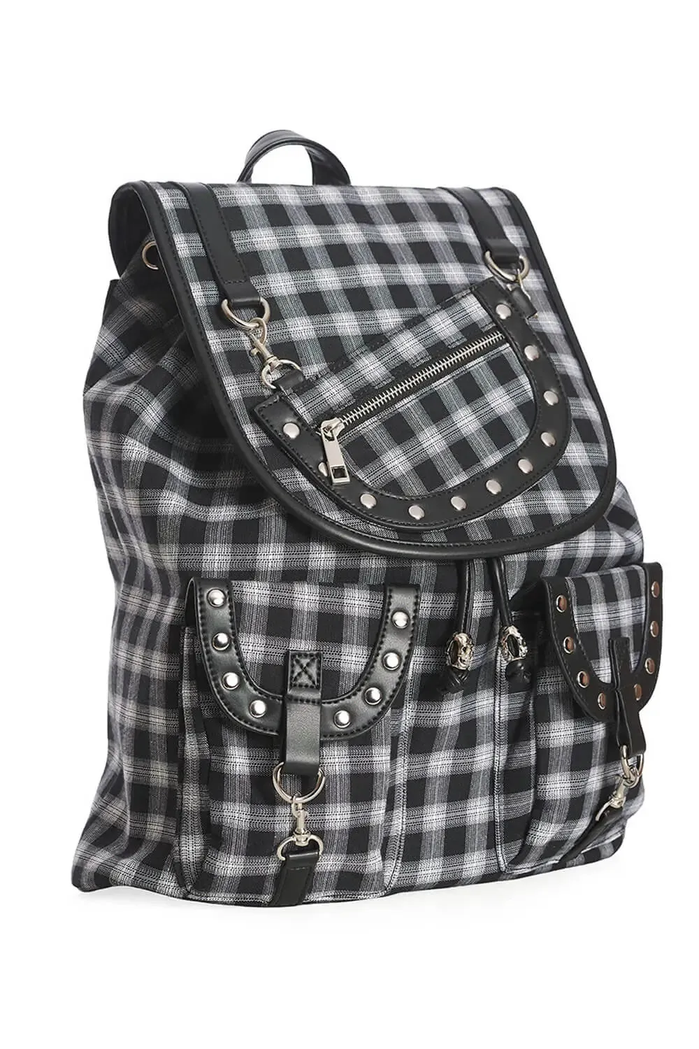 Banned Yamy Pinstripe Punk Goth Backpack, Black & White
