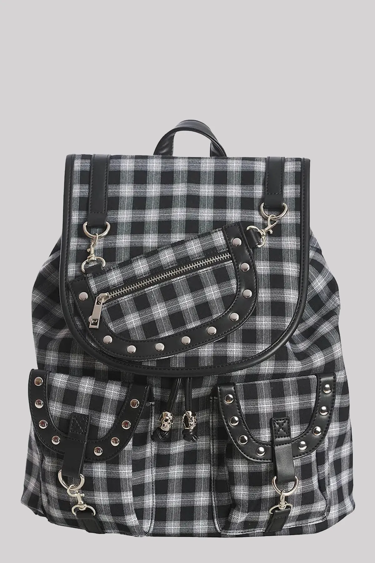 Banned Yamy Pinstripe Punk Goth Backpack, Black & White