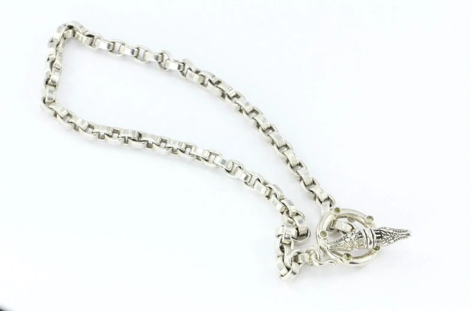 Barry Kieselstein Cord Alligator Link Sterling Green Chrysophrase Necklace