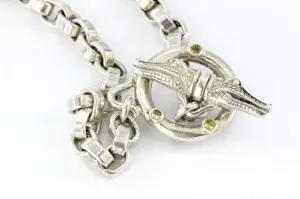 Barry Kieselstein Cord Alligator Link Sterling Green Chrysophrase Necklace