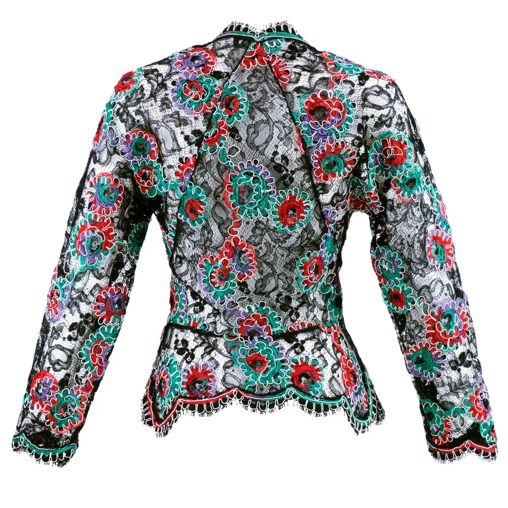 BEENE 80s Multi-Color Lace Evening Jacket