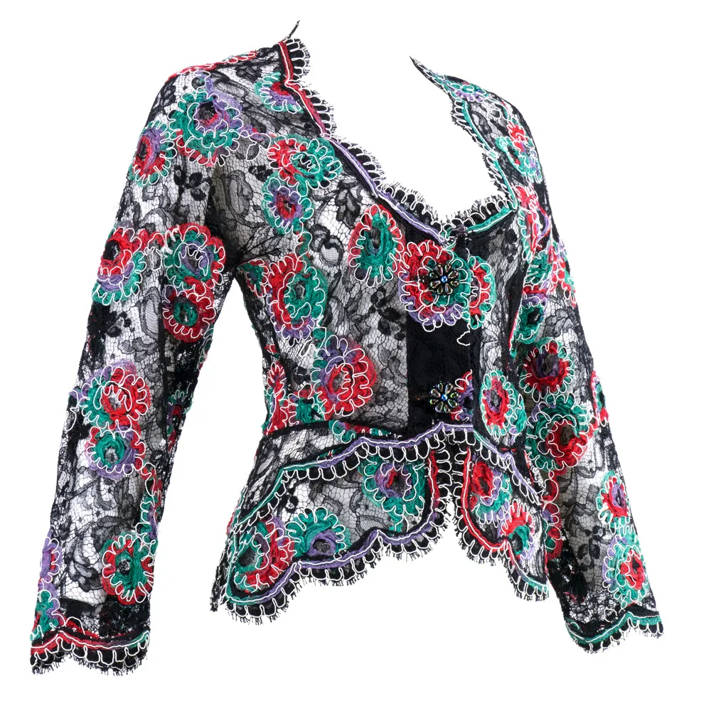 BEENE 80s Multi-Color Lace Evening Jacket