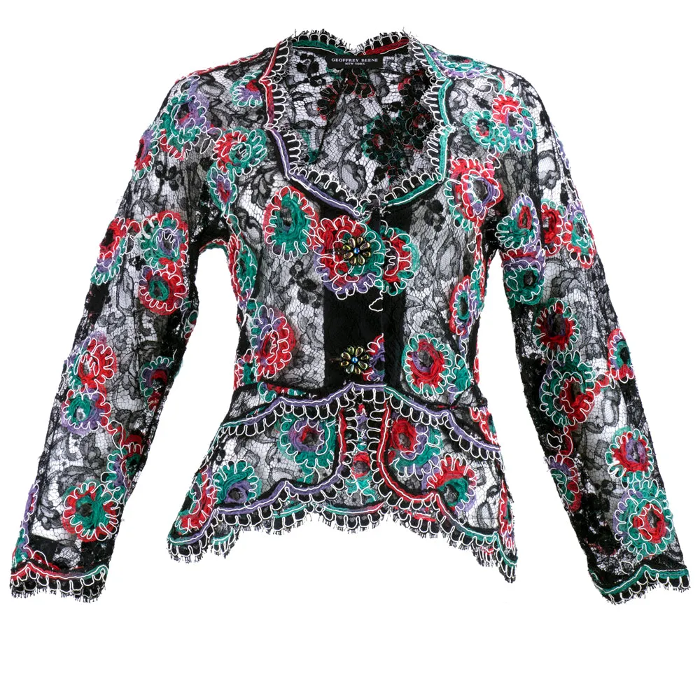 BEENE 80s Multi-Color Lace Evening Jacket