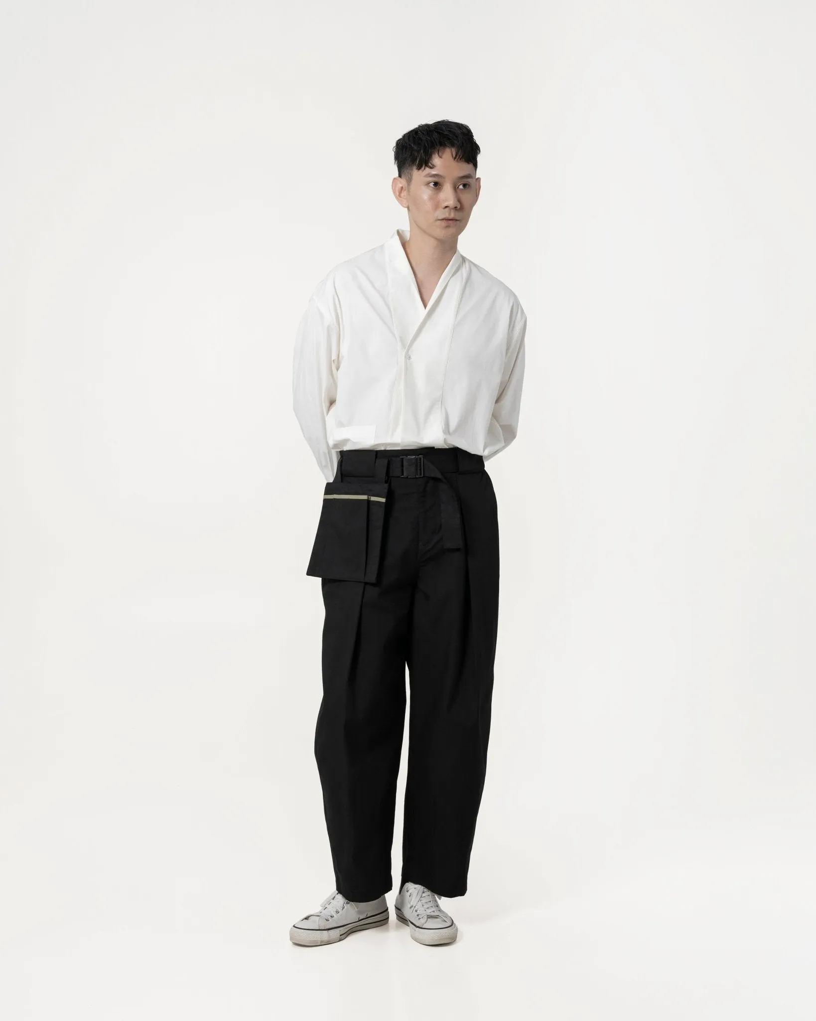 Belted Bag Trousers - Black