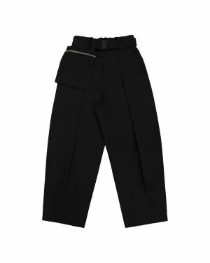 Belted Bag Trousers - Black