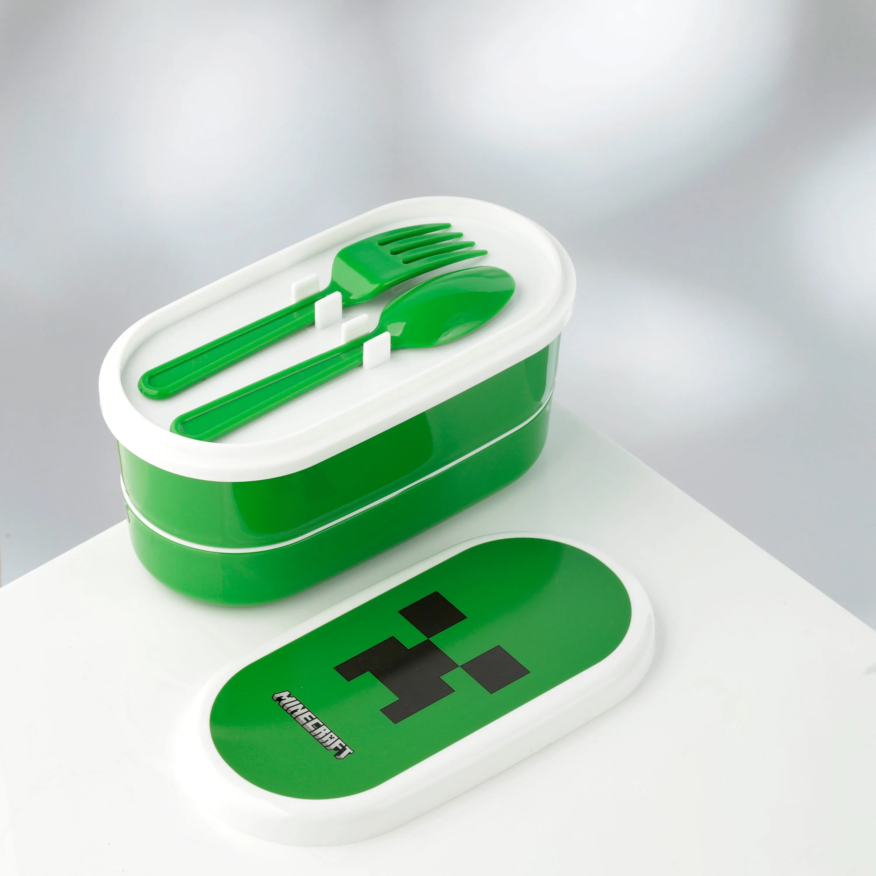 Bento Lunch Box with Fork & Spoon - Minecraft Creeper